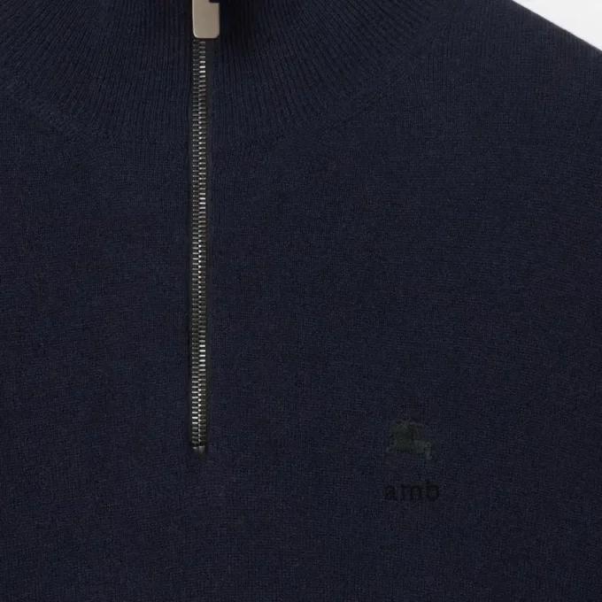 Maglione con mezza zip in misto cashmere