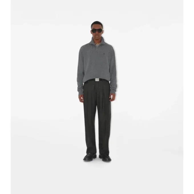 Maglione con mezza zip in misto cashmere