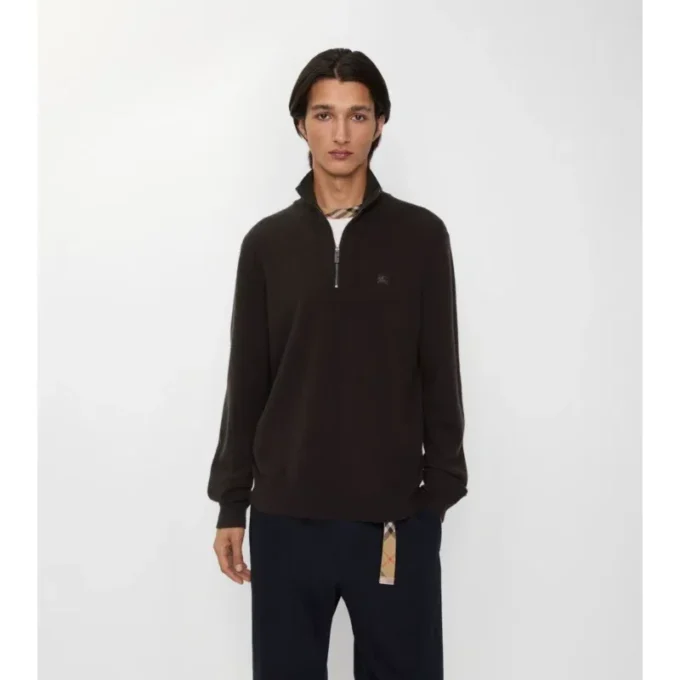 Maglione con mezza zip in misto cashmere