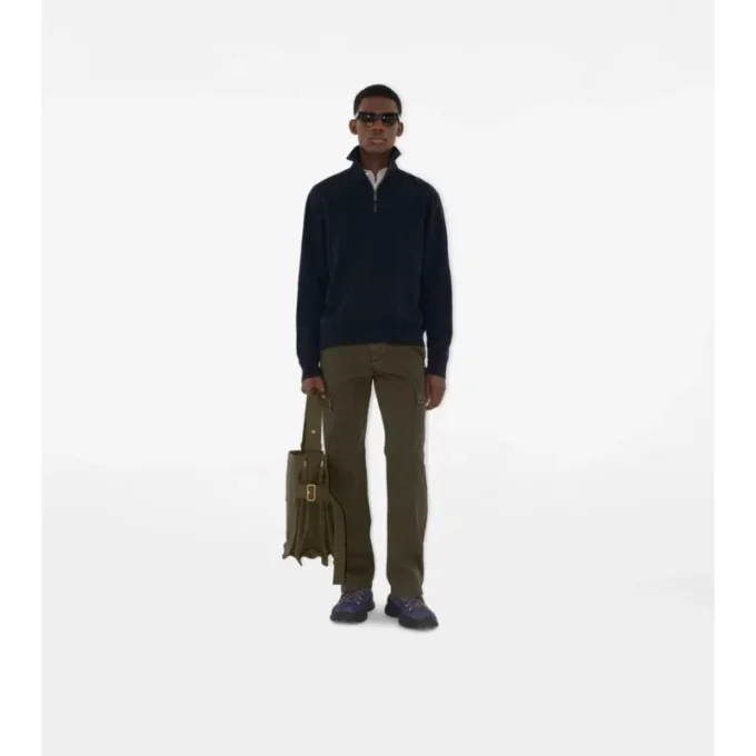 Maglione con mezza zip in misto cashmere