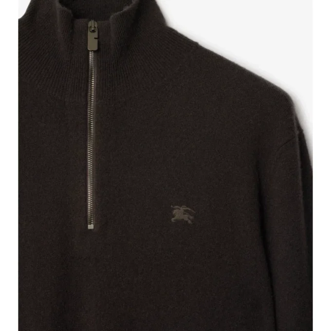 Maglione con mezza zip in misto cashmere