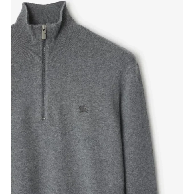 Maglione con mezza zip in misto cashmere