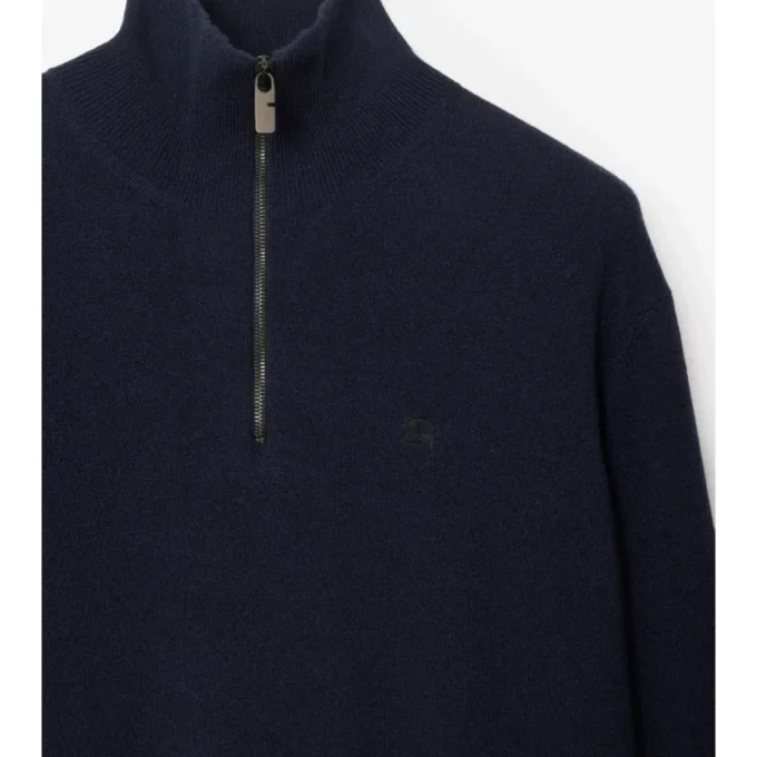 Maglione con mezza zip in misto cashmere