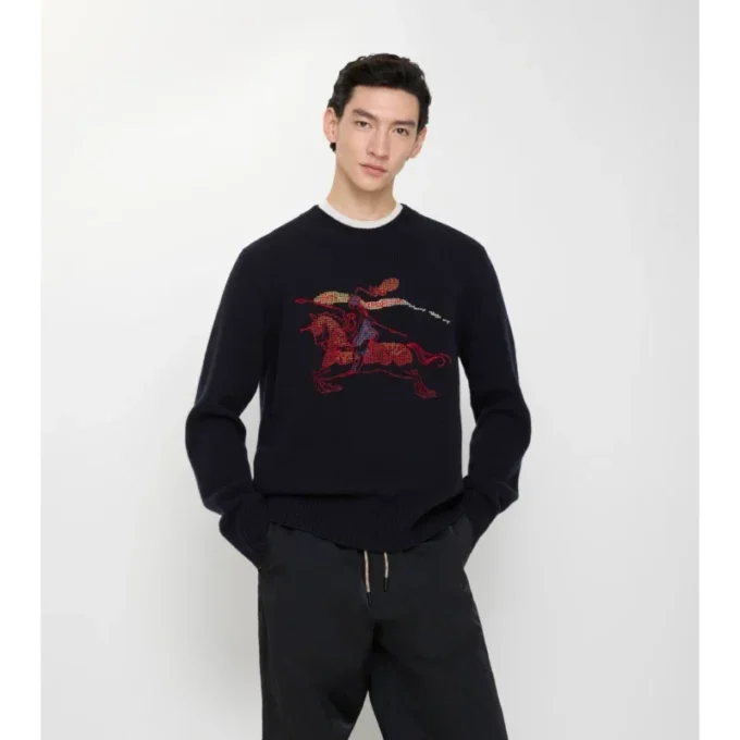 Maglione EKD in lana e cashmere con ricamo a punto croce