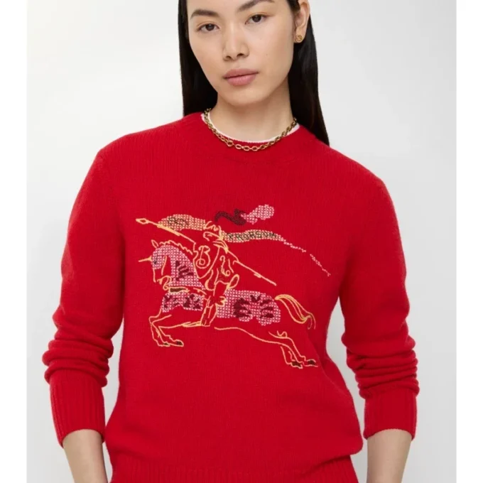 Maglione EKD in lana e cashmere con ricamo a punto croce