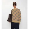 Maglione in cotone e lana a quadri