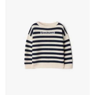 Maglione in lana a righe con logo