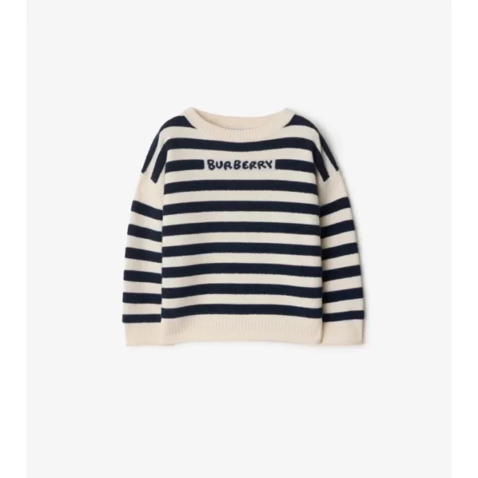 Maglione in lana a righe con logo
