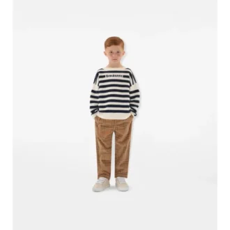 Maglione in lana a righe con logo
