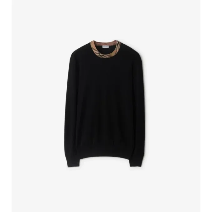 Maglione in lana con bordi a quadri
