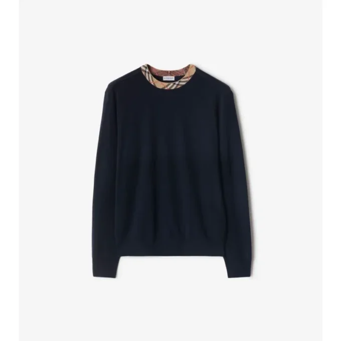 Maglione in lana con bordi a quadri