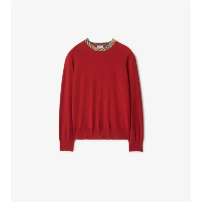 Maglione in lana con bordi a quadri
