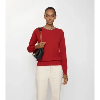 Maglione in lana con bordi a quadri