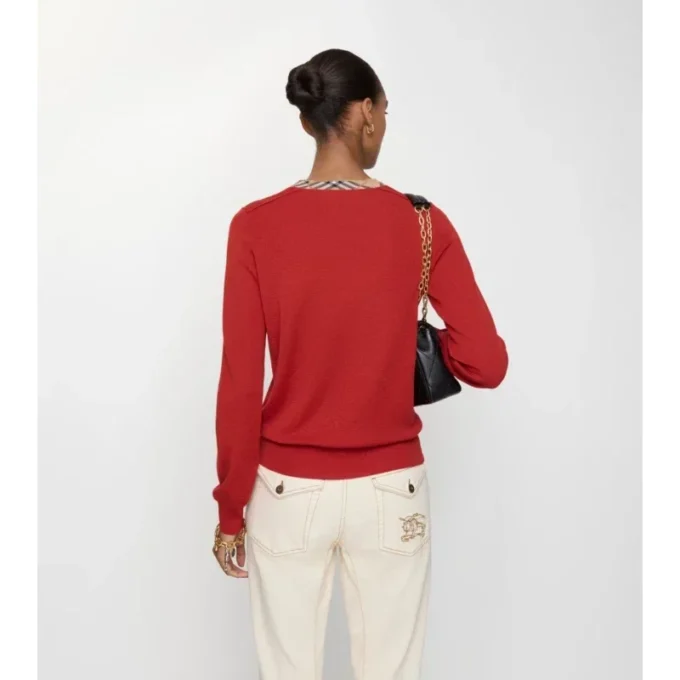Maglione in lana con bordi a quadri