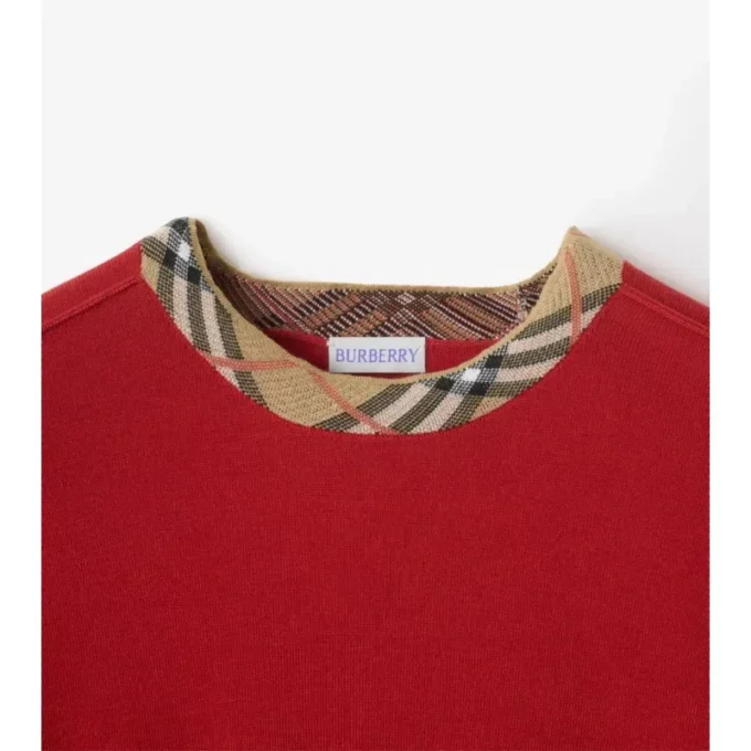 Maglione in lana con bordi a quadri