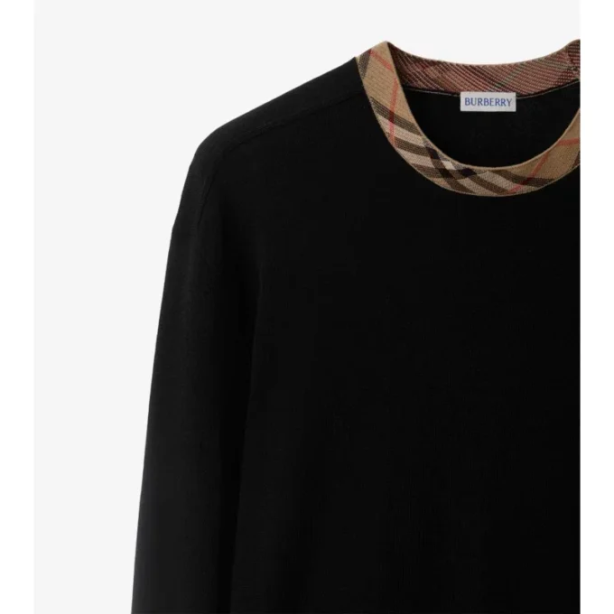 Maglione in lana con bordi a quadri