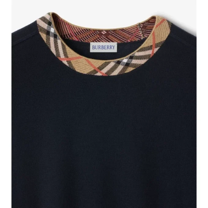Maglione in lana con bordi a quadri