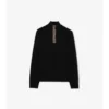 Maglione in lana con finiture a quadri e mezza zip