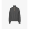 Maglione in lana con finiture a quadri e mezza zip
