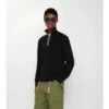 Maglione in lana con finiture a quadri e mezza zip