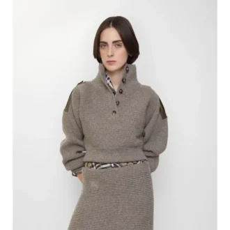 Maglione in lana con mezza abbottonatura