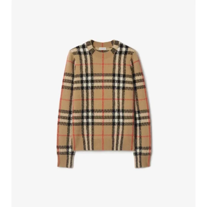Maglione in lana e cashmere a quadri