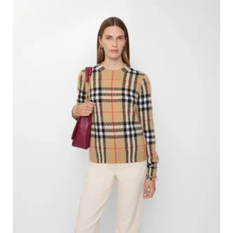 Maglione in lana e cashmere a quadri