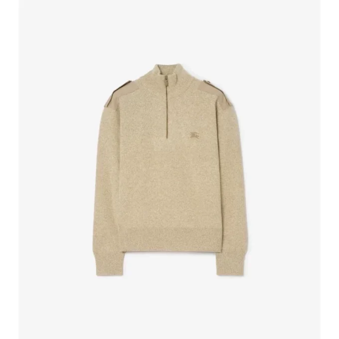 Maglione in lana e cashmere con mezza zip
