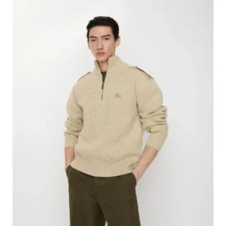 Maglione in lana e cashmere con mezza zip