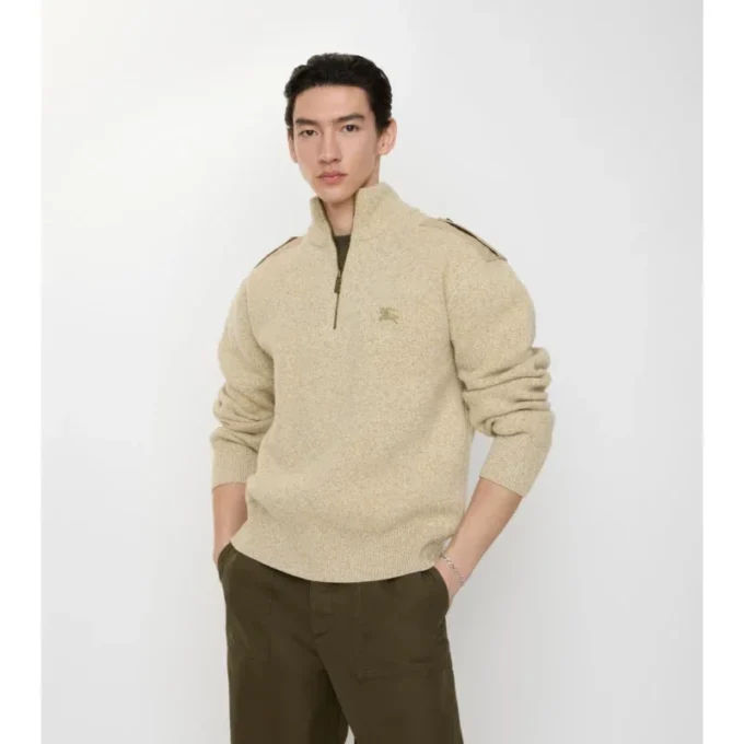 Maglione in lana e cashmere con mezza zip