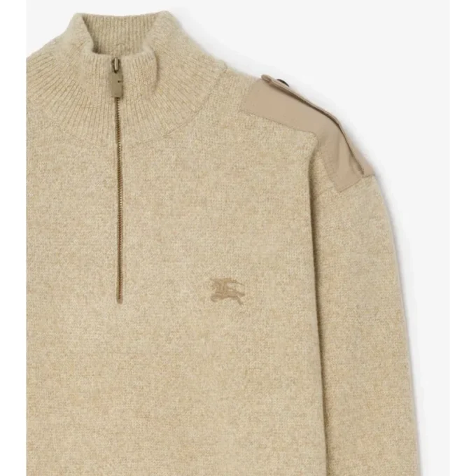 Maglione in lana e cashmere con mezza zip