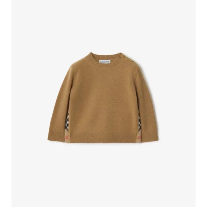 Maglione in lana e cashmere con toppa a quadri