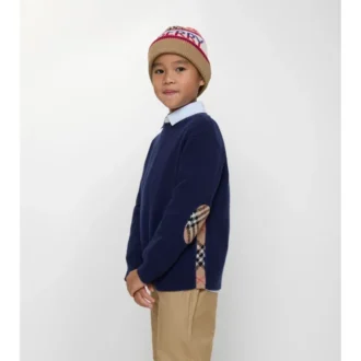 Maglione in lana e cashmere con toppa a quadri