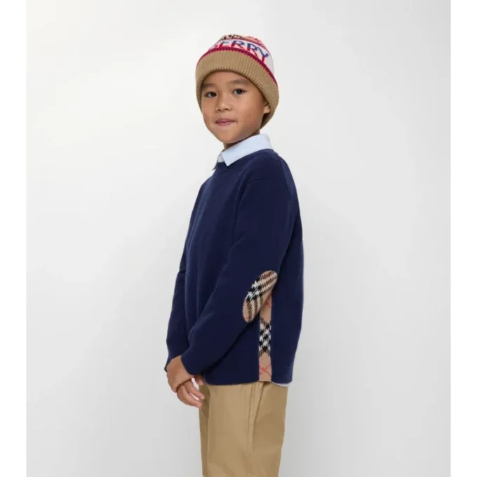 Maglione in lana e cashmere con toppa a quadri
