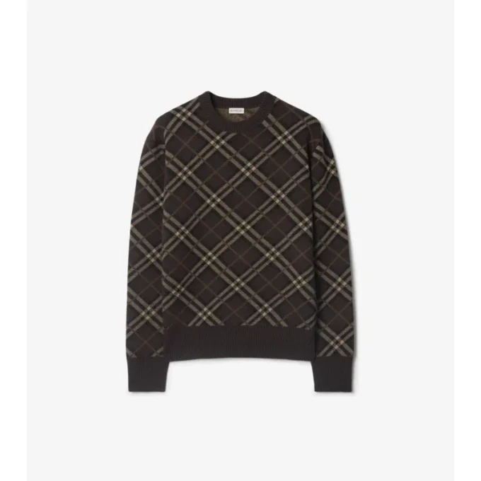 Maglione in misto lana e cashmere con motivo a quadri