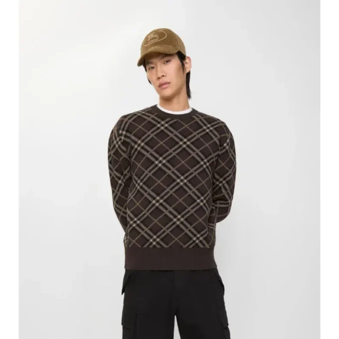 Maglione in misto lana e cashmere con motivo a quadri