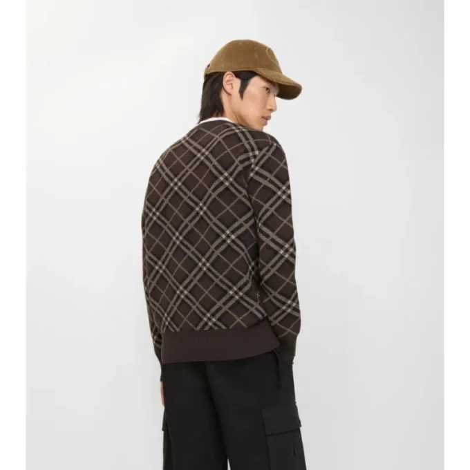 Maglione in misto lana e cashmere con motivo a quadri