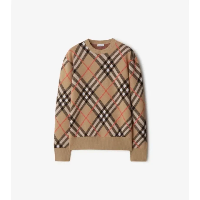 Maglione in misto lana e mohair con motivo a quadri