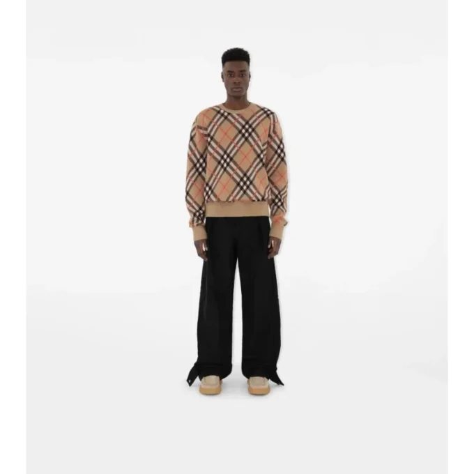 Maglione in misto lana e mohair con motivo a quadri
