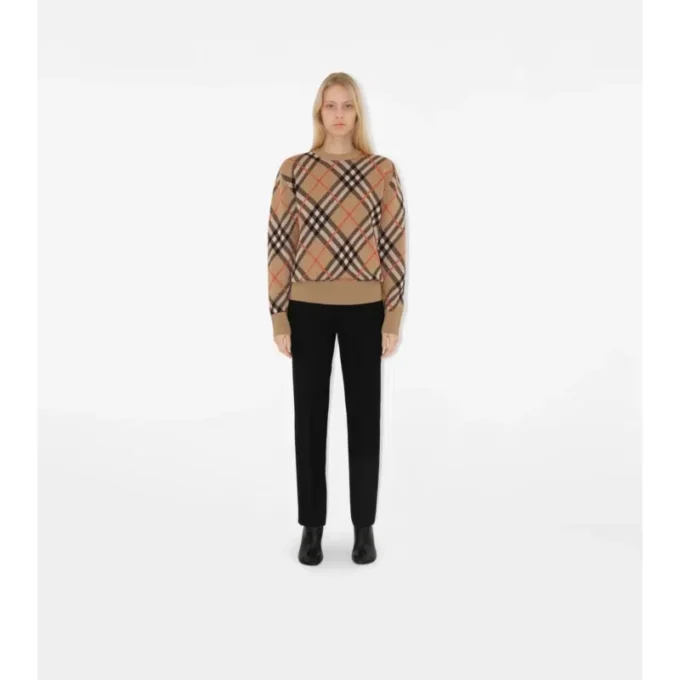 Maglione in misto lana e mohair con motivo a quadri