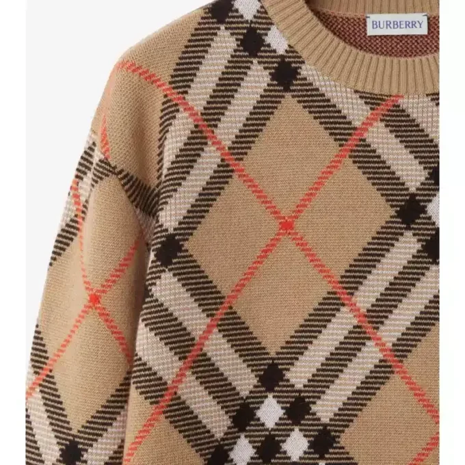 Maglione in misto lana e mohair con motivo a quadri