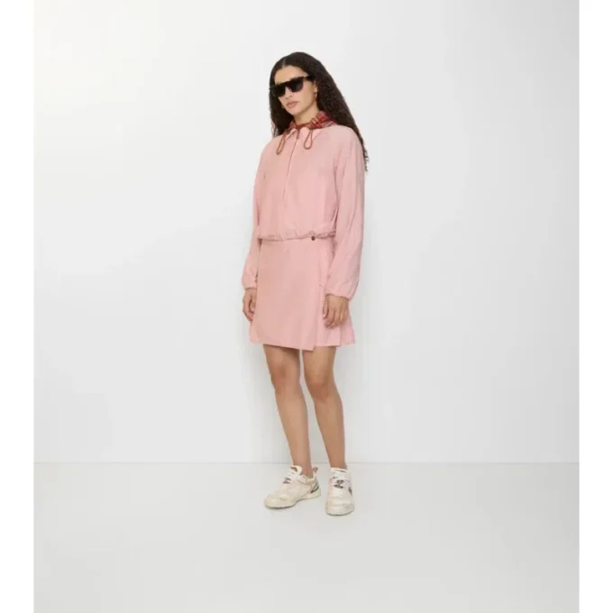 Mini gonna in nylon elasticizzato a pieghe