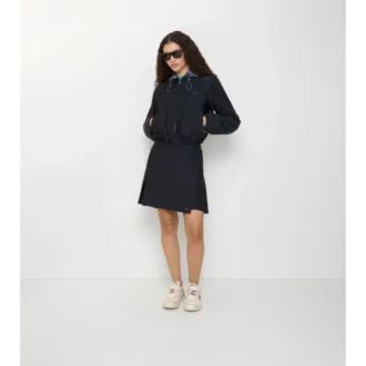 Mini gonna in nylon elasticizzato a pieghe