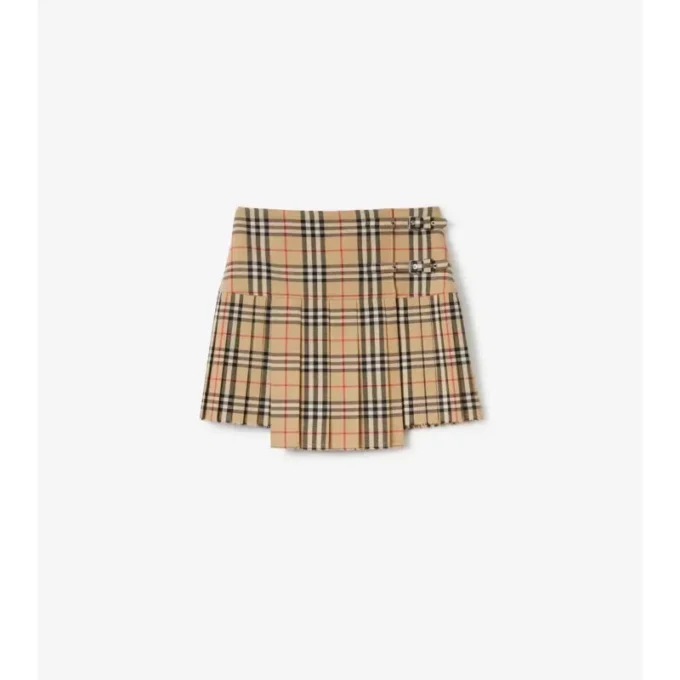 Mini kilt in lana a quadri con pieghe