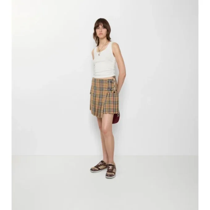 Mini kilt in lana a quadri con pieghe