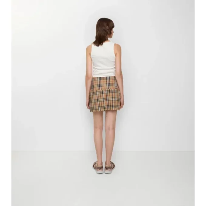 Mini kilt in lana a quadri con pieghe