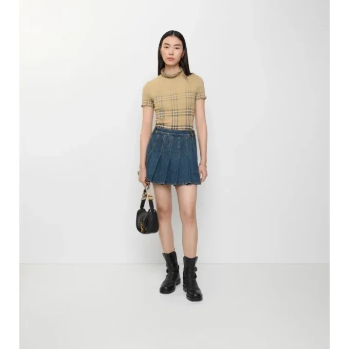 Minigonna in Denim a pieghe
