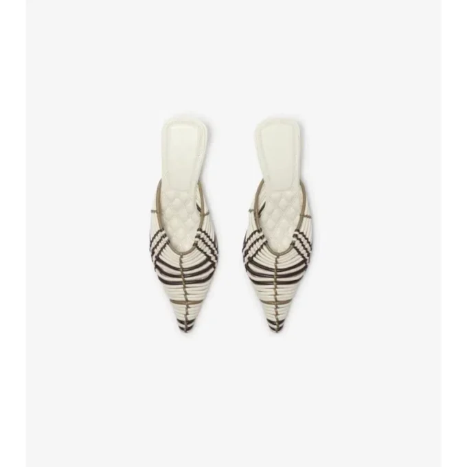 Mules in pelle intrecciata a quadri