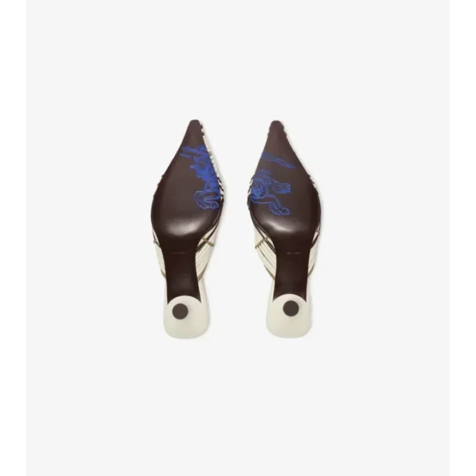 Mules in pelle intrecciata a quadri