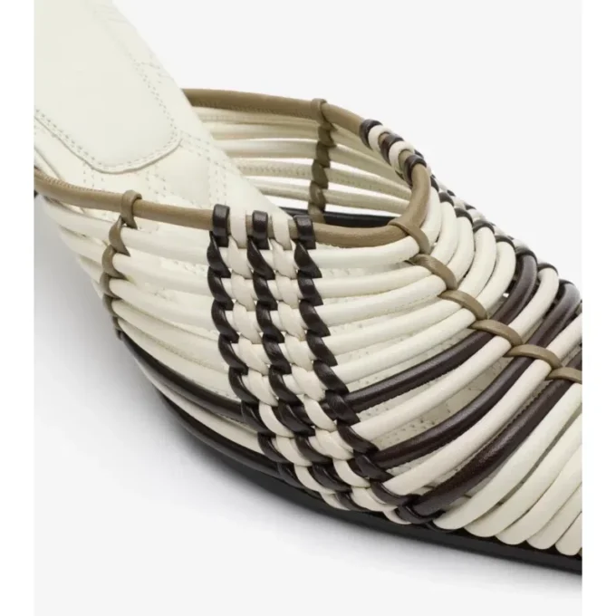 Mules in pelle intrecciata a quadri